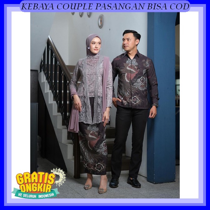Kebaya Couple Pasangan Terbaru 2023 Cuplle Kabaya Remaja Set Baju Cople Cewek Cowok Kondangan Brukat