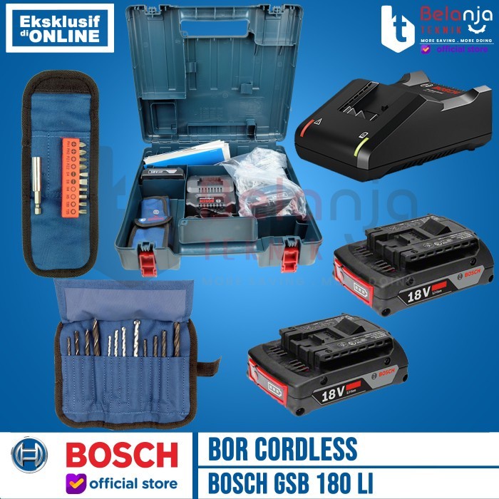 Bosch Bor Tembok Baterai Cordless GSB 180 LI + GWS 180 Gerinda Baterai keren