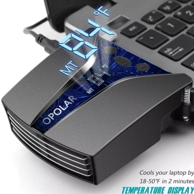 opolar fan cooler with temperature display for laptop notebook