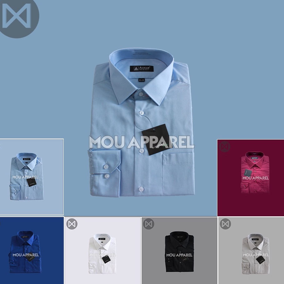 Baru Alisan Kemeja Pria SLIM FIT Lengan Panjang Polos Baju Atasan Jas Cowo Alisan Formal Original Hi
