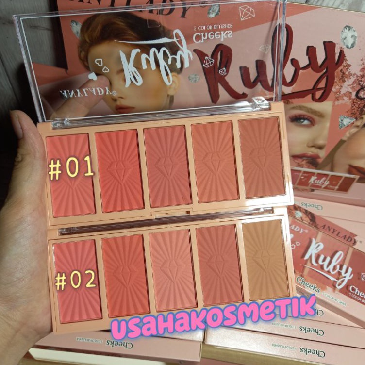 Murah ECER ANYLADY BLUSH ON BLUSHER 5 COLOR RUBY ANY LADY NO.8984B ➱➴≛❉