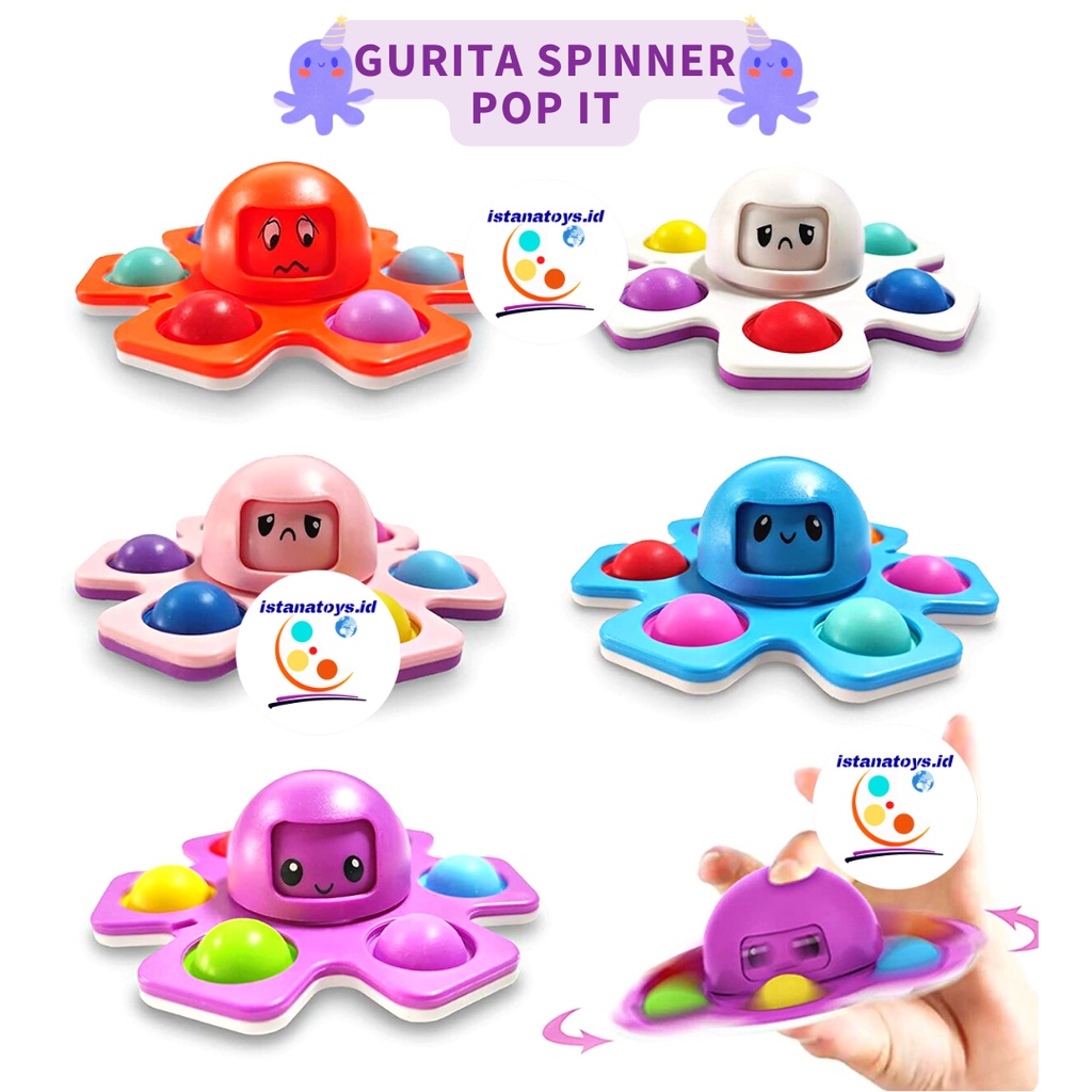 ID Mainan Anak Gurita Gantungan Kunci Spinner Pop it Fidget Toys