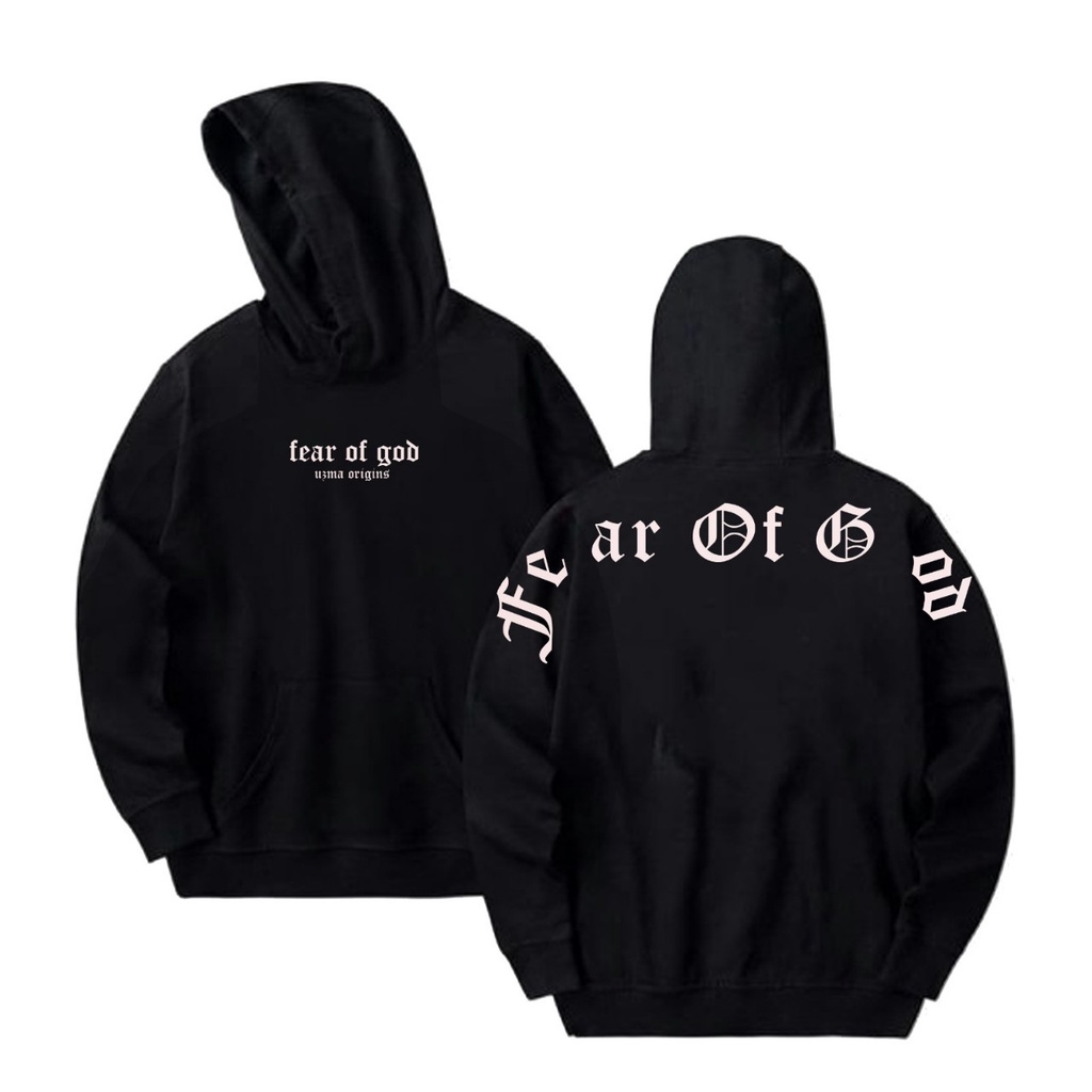 Hoodie Hitam Fear Of Good F.Putih | Jaket Pria Wanita Distro F. Metal | Hoodie (Pria&amp;Wanita) Jumbo