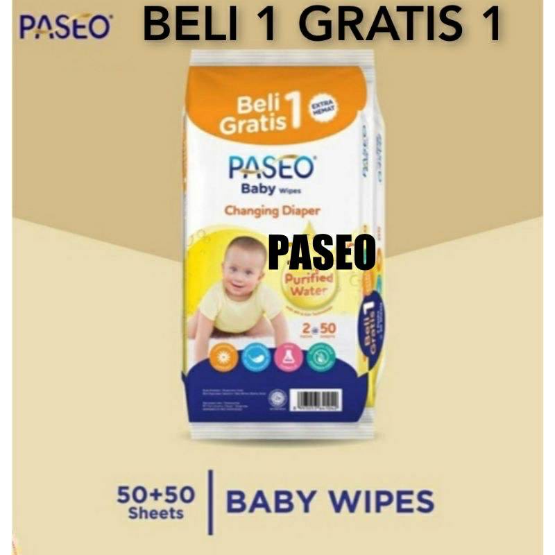 Tissue tisu Tisue basah paseo baby bayi wipes 50 sheets PROMO ( BELI 1 GRATIS 1) PROMO !!!!