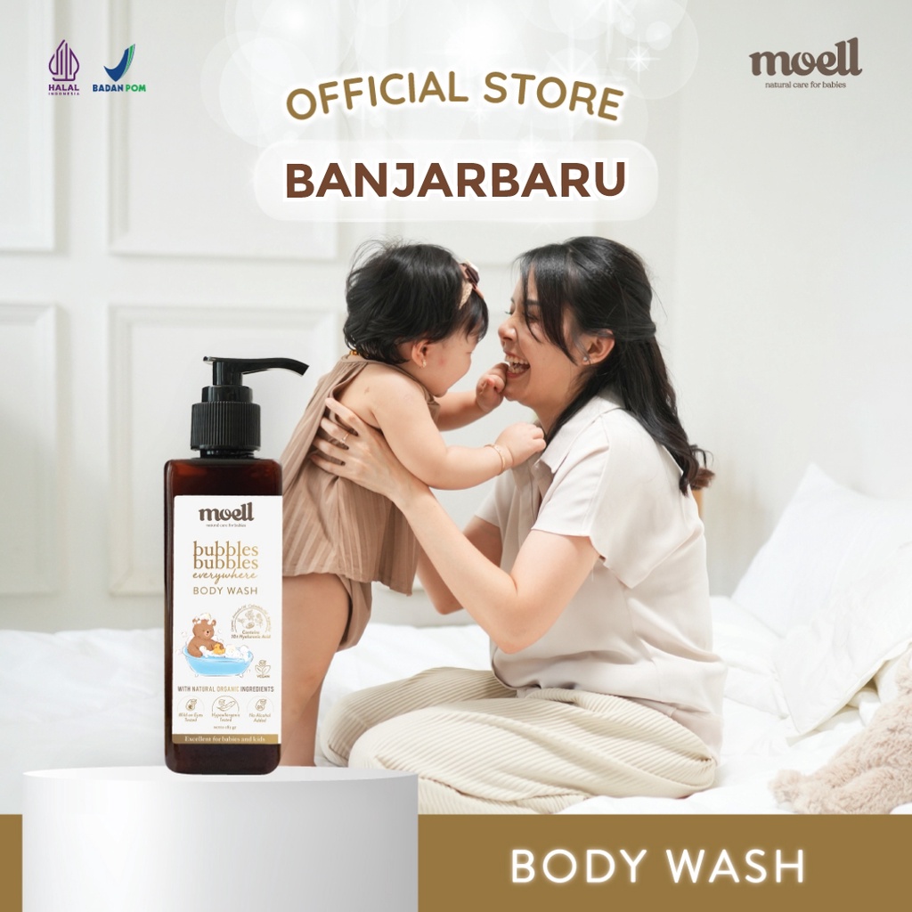 Sabun bayi / Moell banjarbaru banjarmasin / Moell Bubbles Bubbles Everywhere Body Wash 185gr/ Sabun natural organik / SLS free/ Safe for sensitive skin