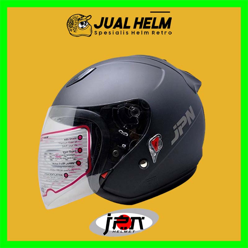 Helm JPN Galaxy Series Solid Black Doff | Helm Half Face Single Visor | JUAL HELM