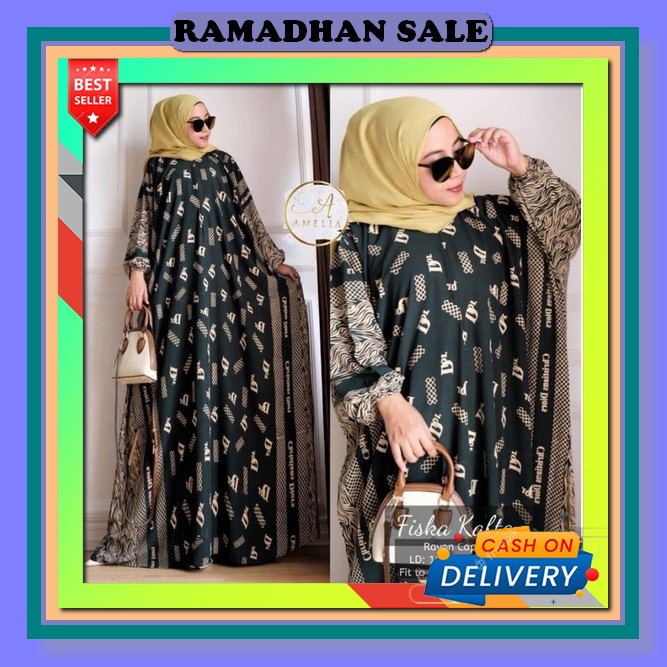 Gamis Kaftan Tsamira Super Kaftan Wanita Bahan Ceruty Babydoll Aksen Renda Busui (Free Belt/Bandana)