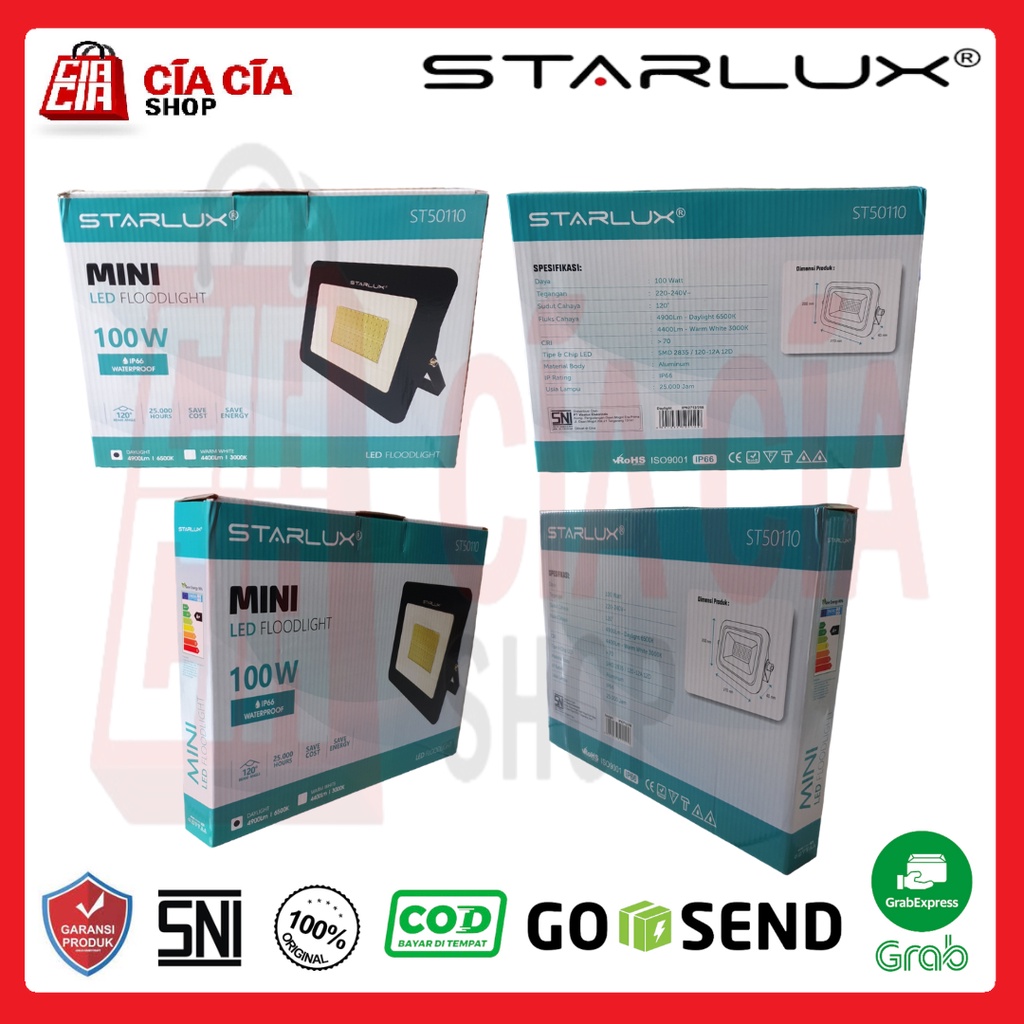 Starlux Lampu Tembak Mini 100 WATT LED Floodlight Mini 100W Lampu Sorot 100 W