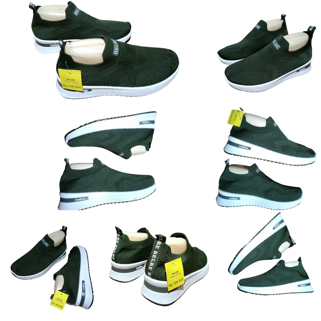 SEPATU WANITA BELBE IMPORT TANPA TALI TERBARU BELBE GREEN BB336 SEPATU JALAN WANITA SEPATU SANTAI WA
