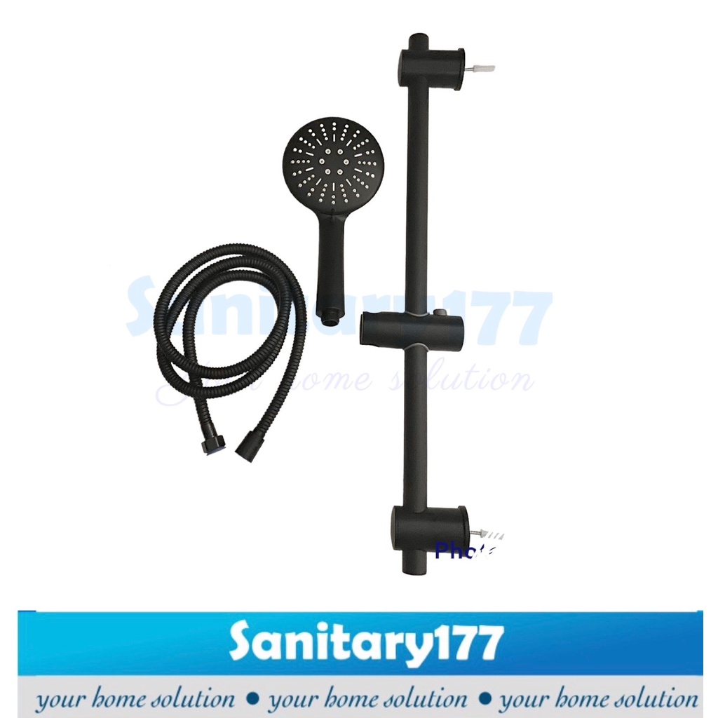 Shower Tiang Gede Hitam T339-Tiang Shower Mandi Handshower 12cm black jumbo semprotan 3in1 minimalis bathroom /L40-S8A