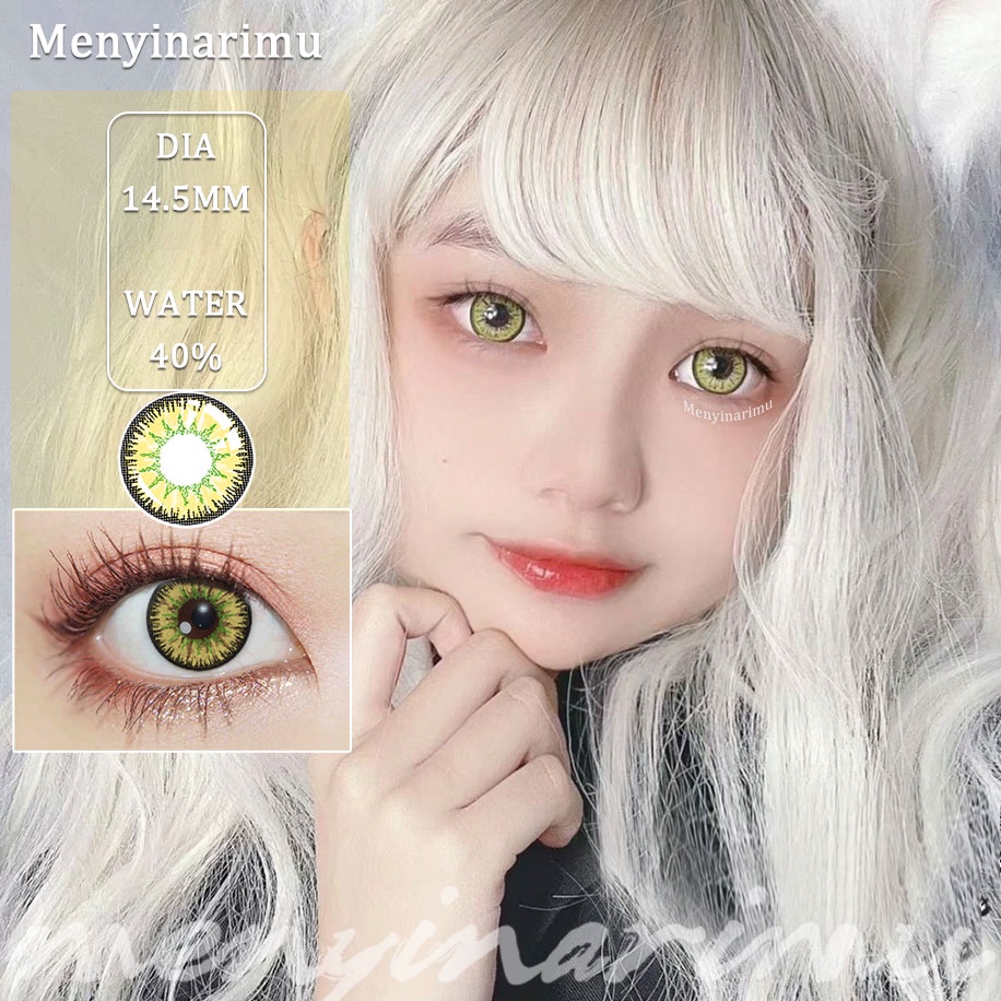 (COD)Menyinarimu gray blue softlens lensa mata penuh gaya dan cantik softlens grey/brown warna lensa kontak soflen14.5 MM 2022 new DUBAI Import Premium big eye Exoticon softlen