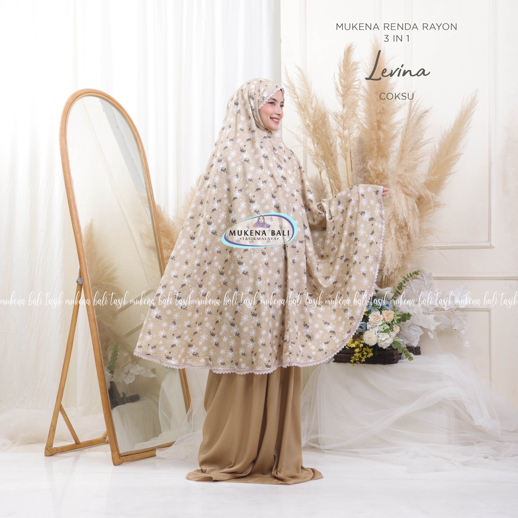 MUKENA BALI TASIK - MUKENA RENDA RAYON DEWASA 3 IN 1 LEVINA