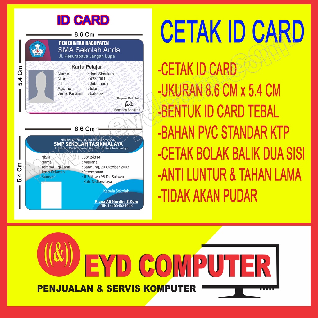 

CETAK ID CARD DUA SISI BOLAK BALIK BAHAN PVC TEBAL