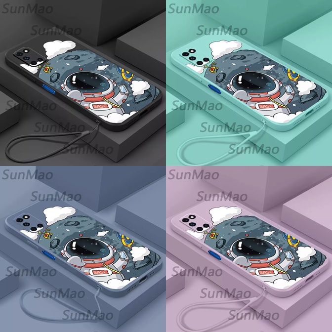 Case Oppo A52 / A92 CUTE ASTRONAUT Cartoon Silicone Square Gambar FREE TALI LANYARD