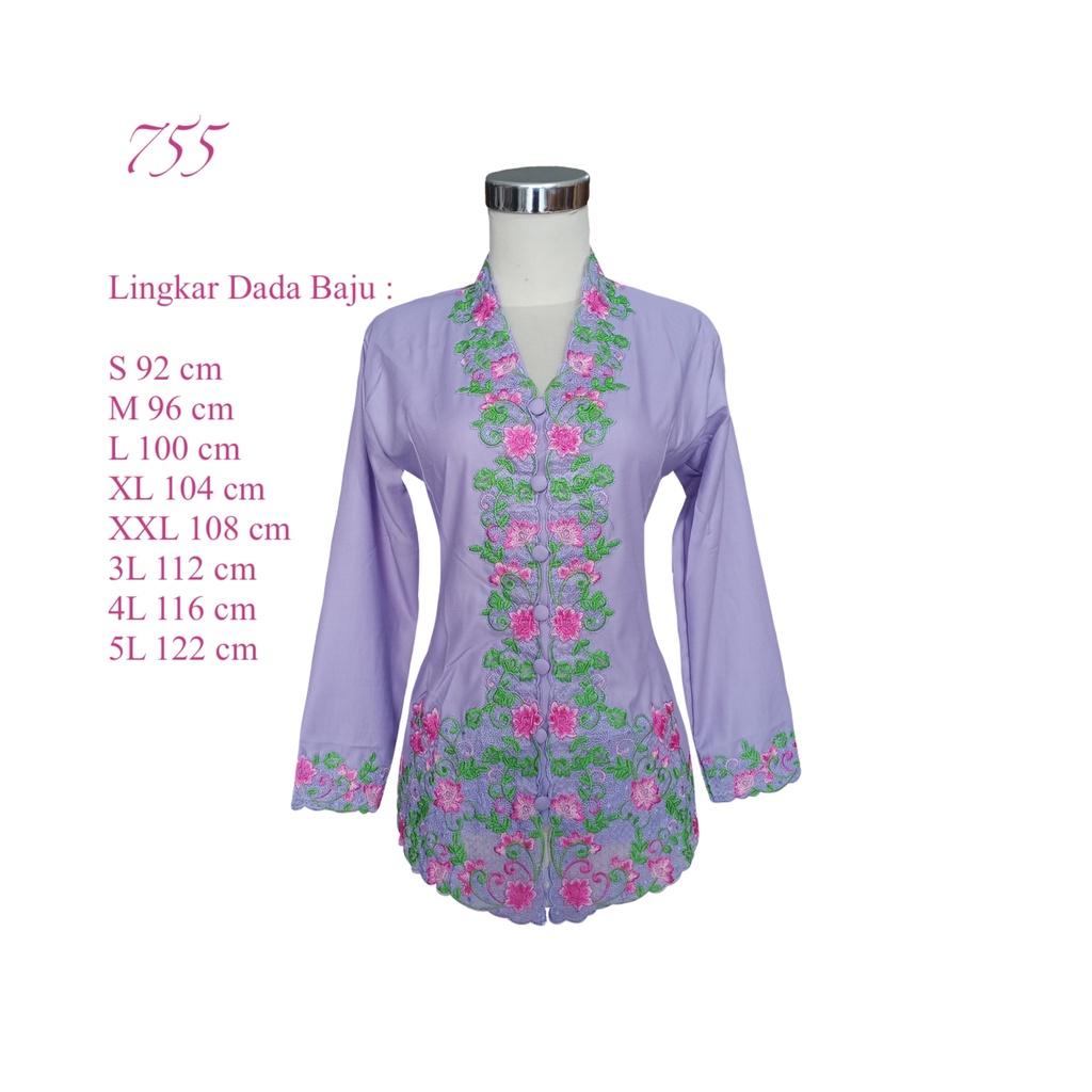 Kebaya Bordir Ungu Lilac Kombinasi Lala 775