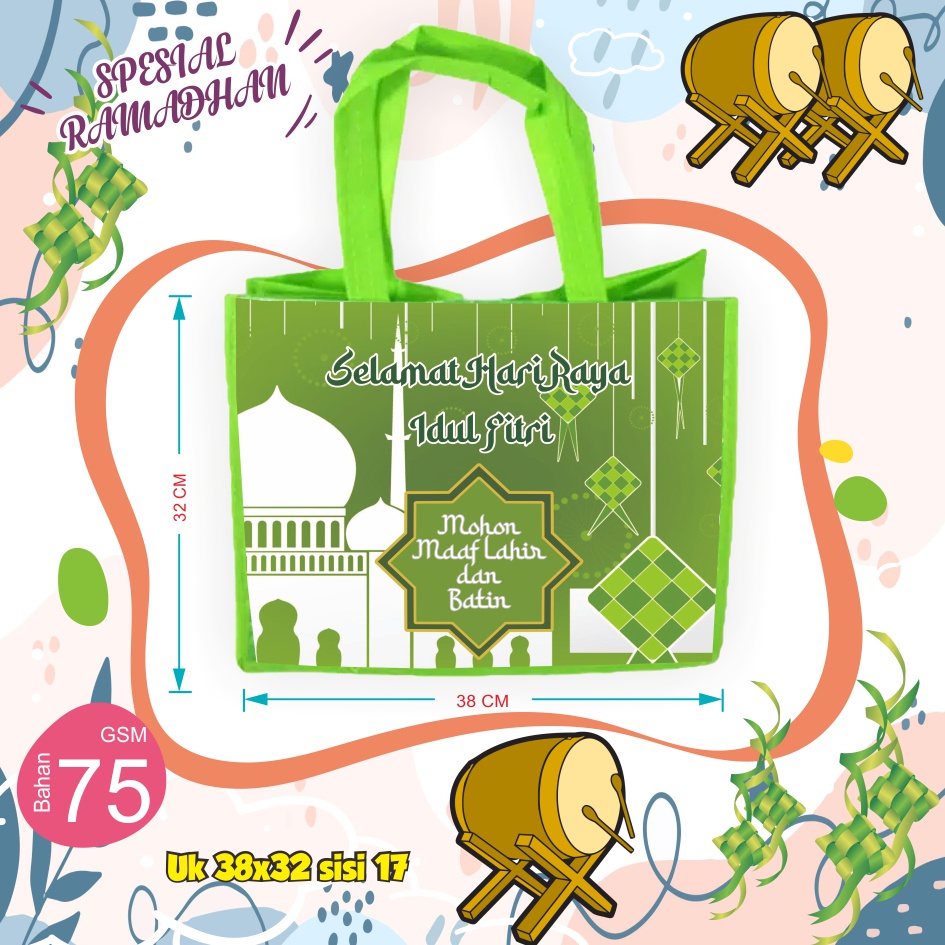 

Tas Bingkisan Lebaran Idul Fitri Uk. T :32 P : 40 L : 18 cm