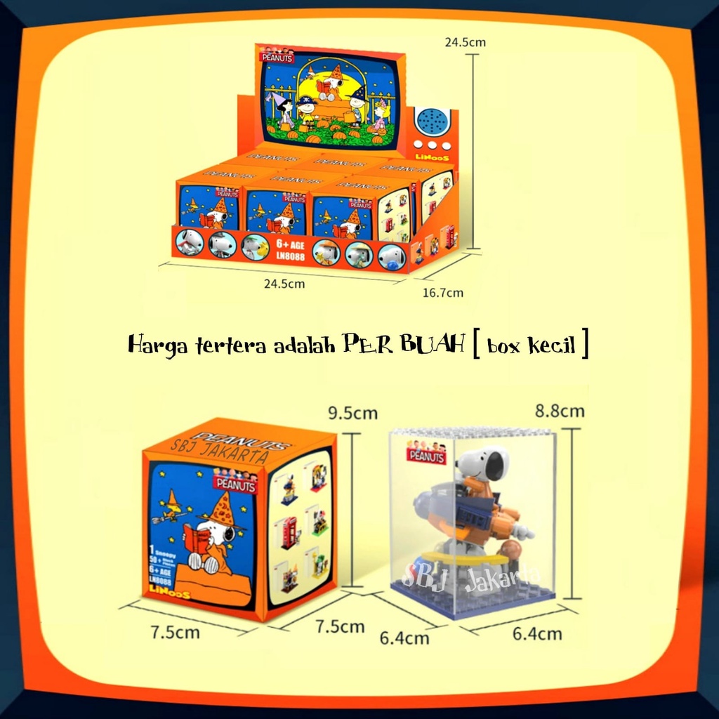 Mainan blok balok brick DIY brick BLIND BOX SNOOPY original dengan akrilik box