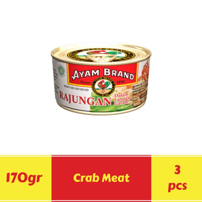 

CRAB KALENG MEAT FLAKE AYAM BRAND 170GR ISI 3PCS