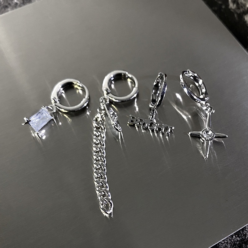 Hati Hitam Anting Set Bintang Telinga Studs Bear Liontin Rantai Lingkaran Drop Earring Fashion Anting Set Wanita Perhiasan Hadiah