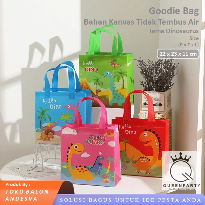 Tas Souvenir Ulang Tahun Dinosaurus / Goodie Bag karakter Dinosaurus / Tas Ulang Tahun size S