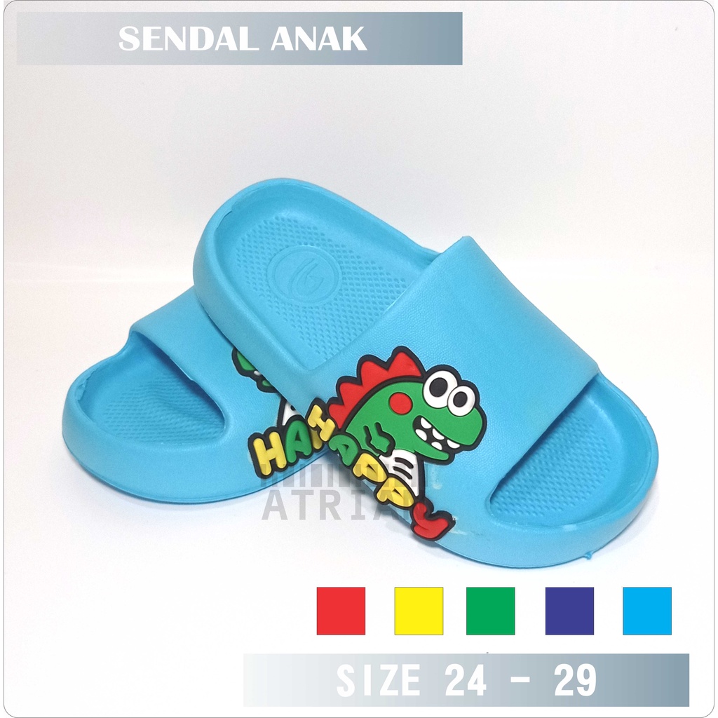 SENDAL SELOP ANAK CASUAL MOTIF DINOSAURUS MODEL BARU