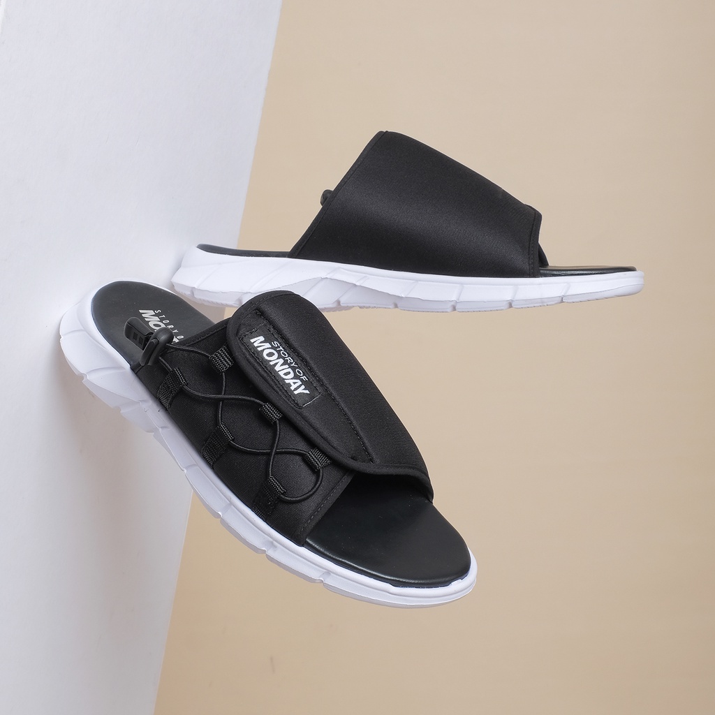 LIWA BLACK V2 |ManNeedMe x Monday| Sandal Pria Sendal Slide Cowok Tali Casual Traveling ORI