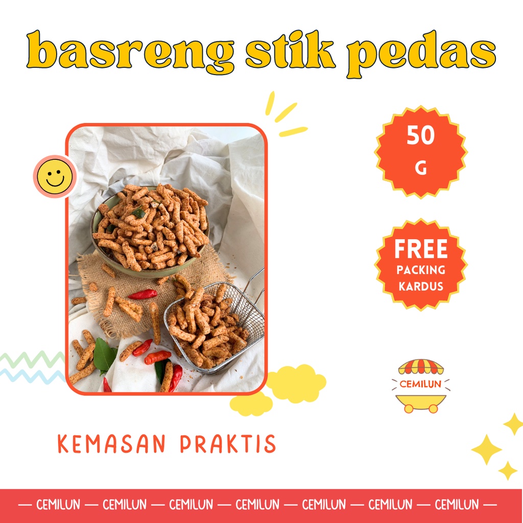 

[50 Gram STP] Basreng Baso Goreng Stik Pedas Daun Jeruk Kemasan Praktis