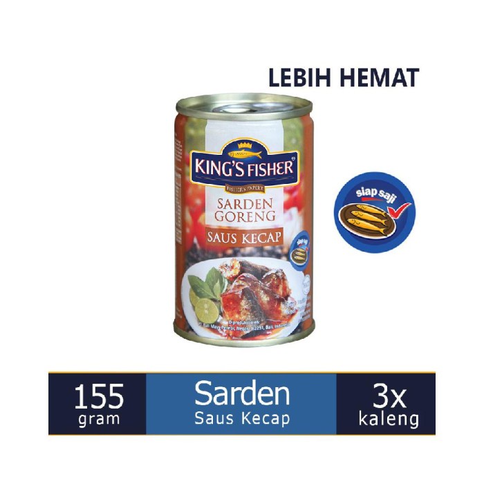 

KING S FISHER PAKET 3 PCS SARDEN GORENG MINI RASA SAUS KECAP MAKANAN K