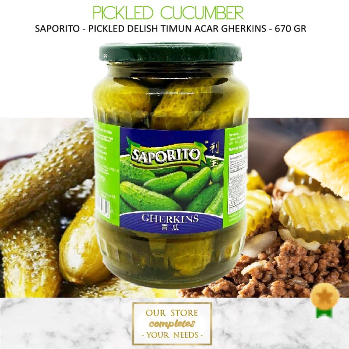 SAPORITO GHERKINS PICKLED CUCUMBER KETIMUN ACAR TIMUN BURGER 670 GR