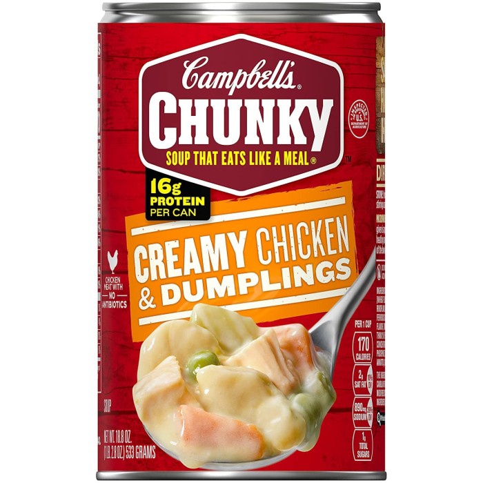 

CAMPBELLS CHUNKY CREAMY CHICKEN & DUMPLINGS 533 GR