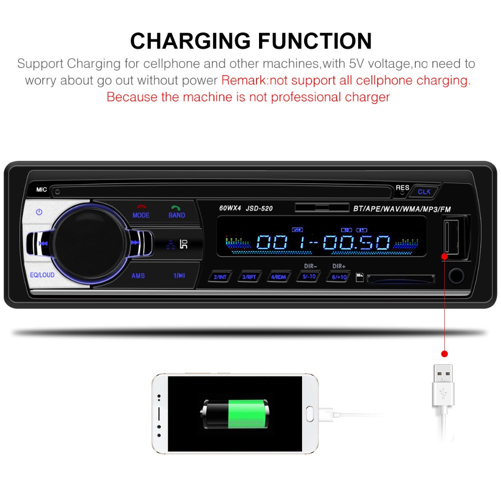 Bluetooth JSD-520 Tape Audio Mobil Multifungsi Bluetooth MP3 FM Radio JSD 520  Stereo Auto  radio car radio 1din 12V In-dash 1 Din FM Aux SD USB MP3 Car audio Player MP3 Player Decoder Board Kit Module Audio USB Micro Sd Spea
