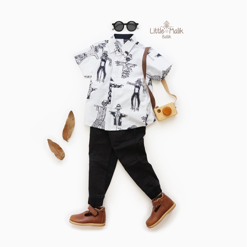 Kemeja Batik Anak Lengan Pendek By Little Malik Batik, Cap Solo