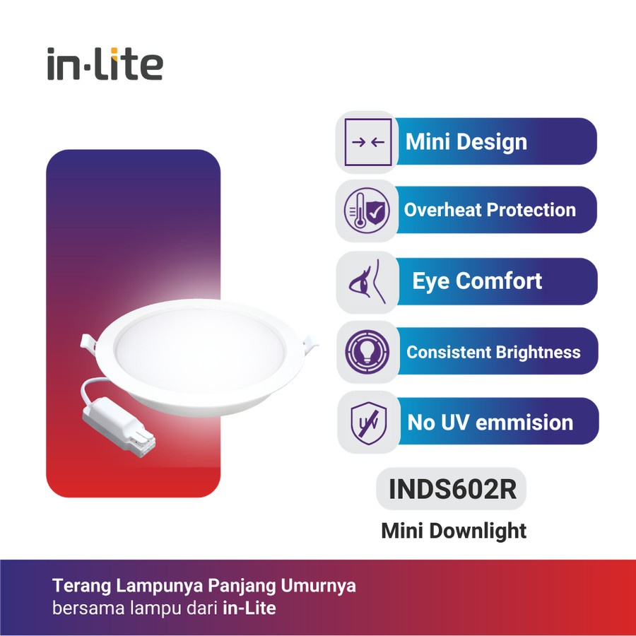 IN-LITE INDS602R LAMPU SLIM DOWNLIGHT PANEL LED INBOW BULAT BERGARANSI