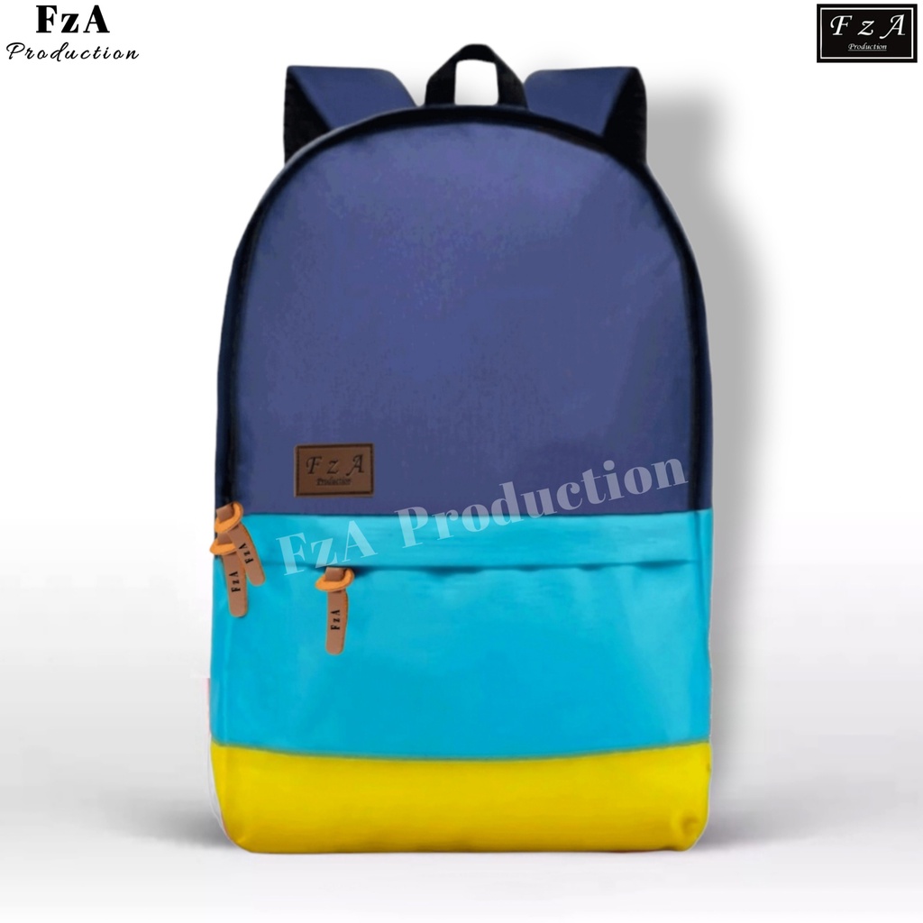 FzA Official - Big Promo..Tas Ransel Distro sekolah kuliah Kerja Pria 4286CV Tas Ransel Laptop - Navy Yellow