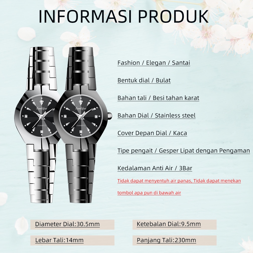 SUNLIFEX Jam Tangan Wanta Anti Air Korea Mode Round Dial Jam Tangan Wanita  Kecil Tali Stainless Steel Kuarsa Jam Tangan Anak Perempuan