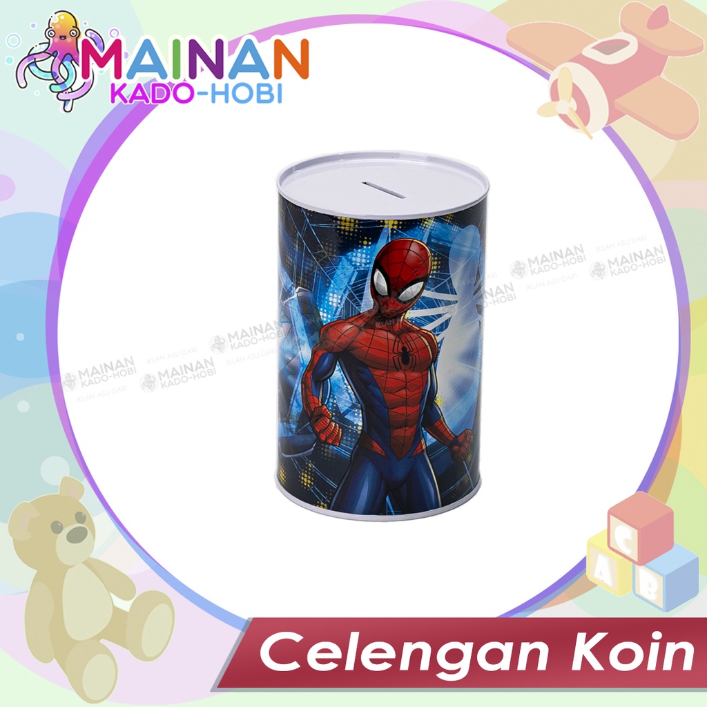 HOBI MENABUNG CELENGAN KALENG ANAK MOTIF KARAKTER KARTUN SUPERHERO