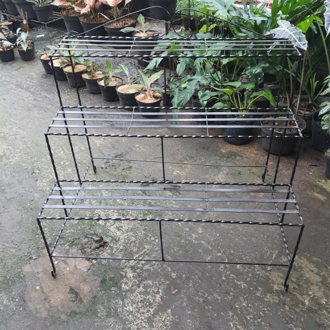 Rak Pot Besi 3 Susun Tanaman - Hitam