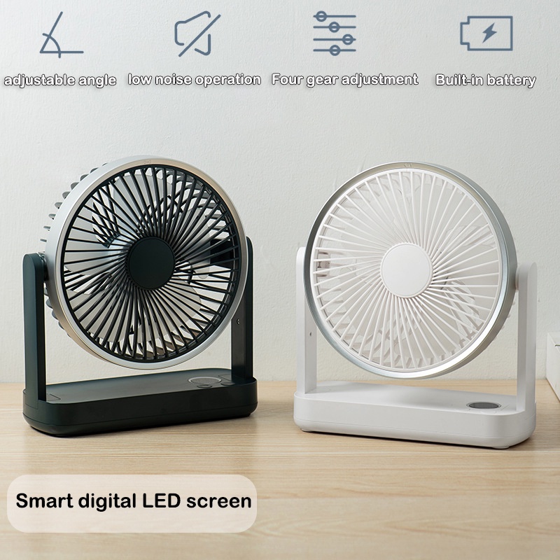 4 KECEPATAN Kipas Angin Portable Meja Usb Cas 4000mAh Tidak Berisik Putar 120° Kipas angin mini meja listrik