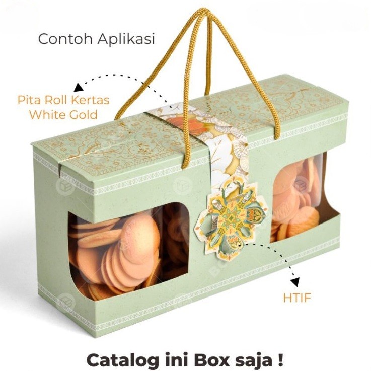 

(5 Pcs) Dus Tenteng Green Foil 3 Jar Toples 800ml Lebaran Kotak Packaging Toples Hampers Box Jinjing Hari Raya Idul Fitri