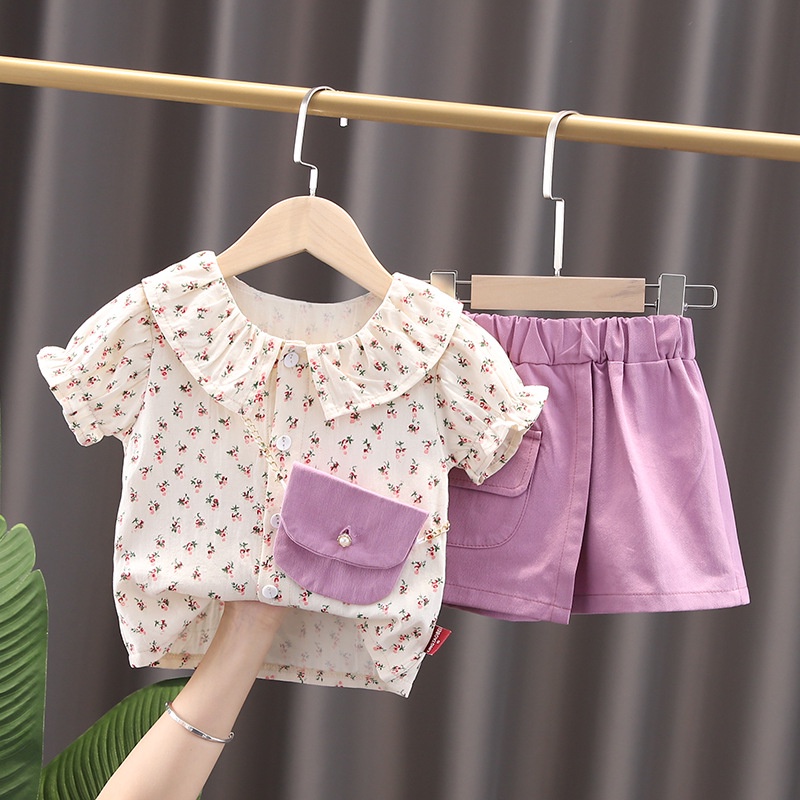 LittleAaron SET PERIWINKLE BAG EBV Setelan anak perempuan baru/versi Korea/baju anak perempuan