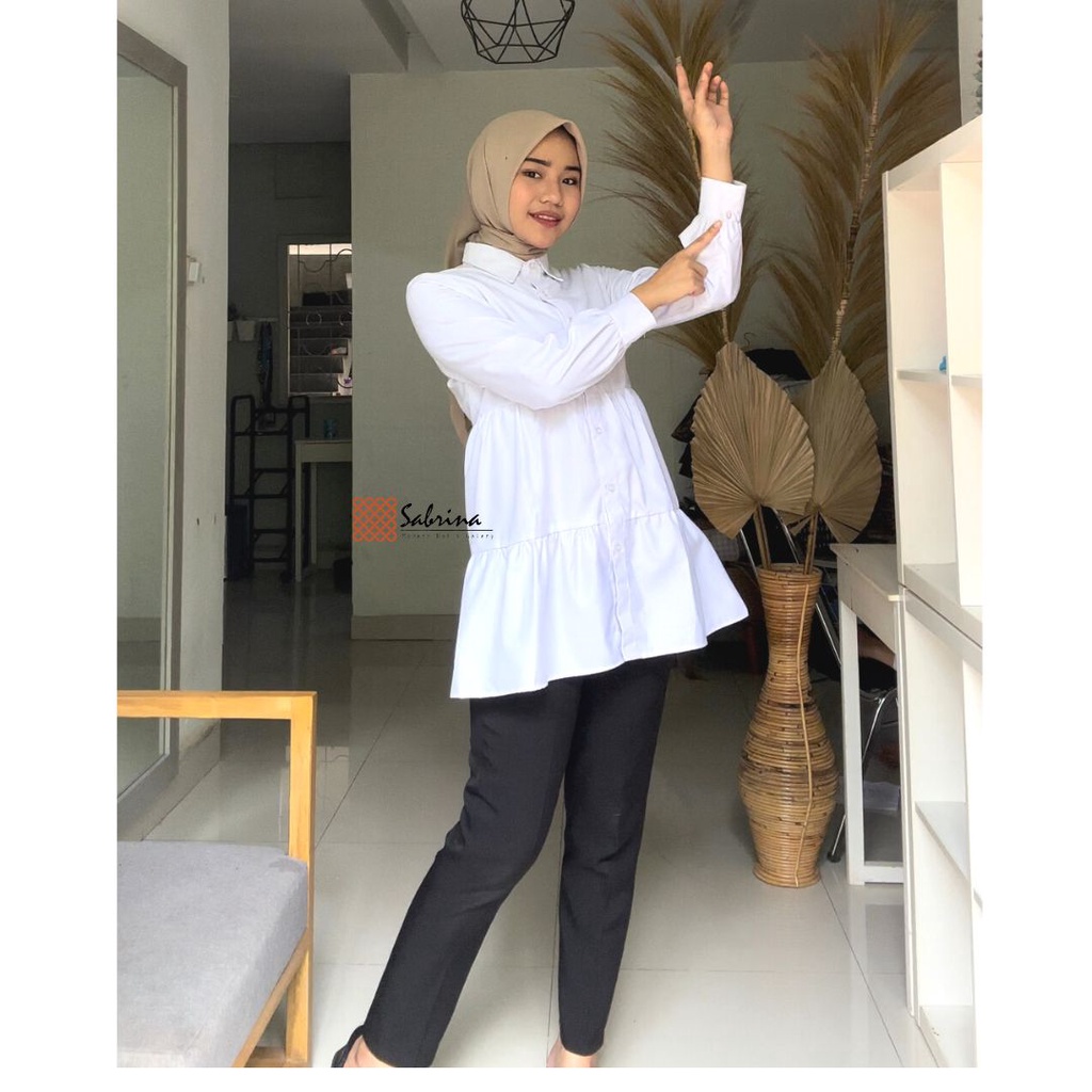 Nirmala Blouse Atasan Kerja Kantor Formal Putih Polos Lengan Panjang Premium Quality