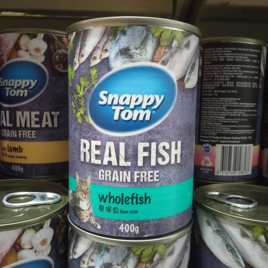 ( 3x ) Snappy Tom Kaleng Wholefish Makanan Basah Kucing Wet 400g