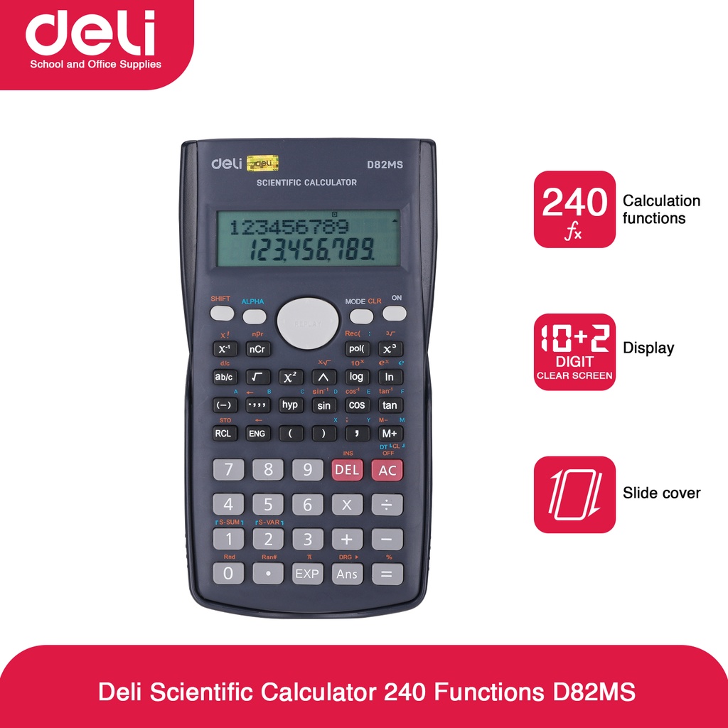 

kalkulator scientific / kalkulator sekolah / kalkulator ilmiah deli D82MS