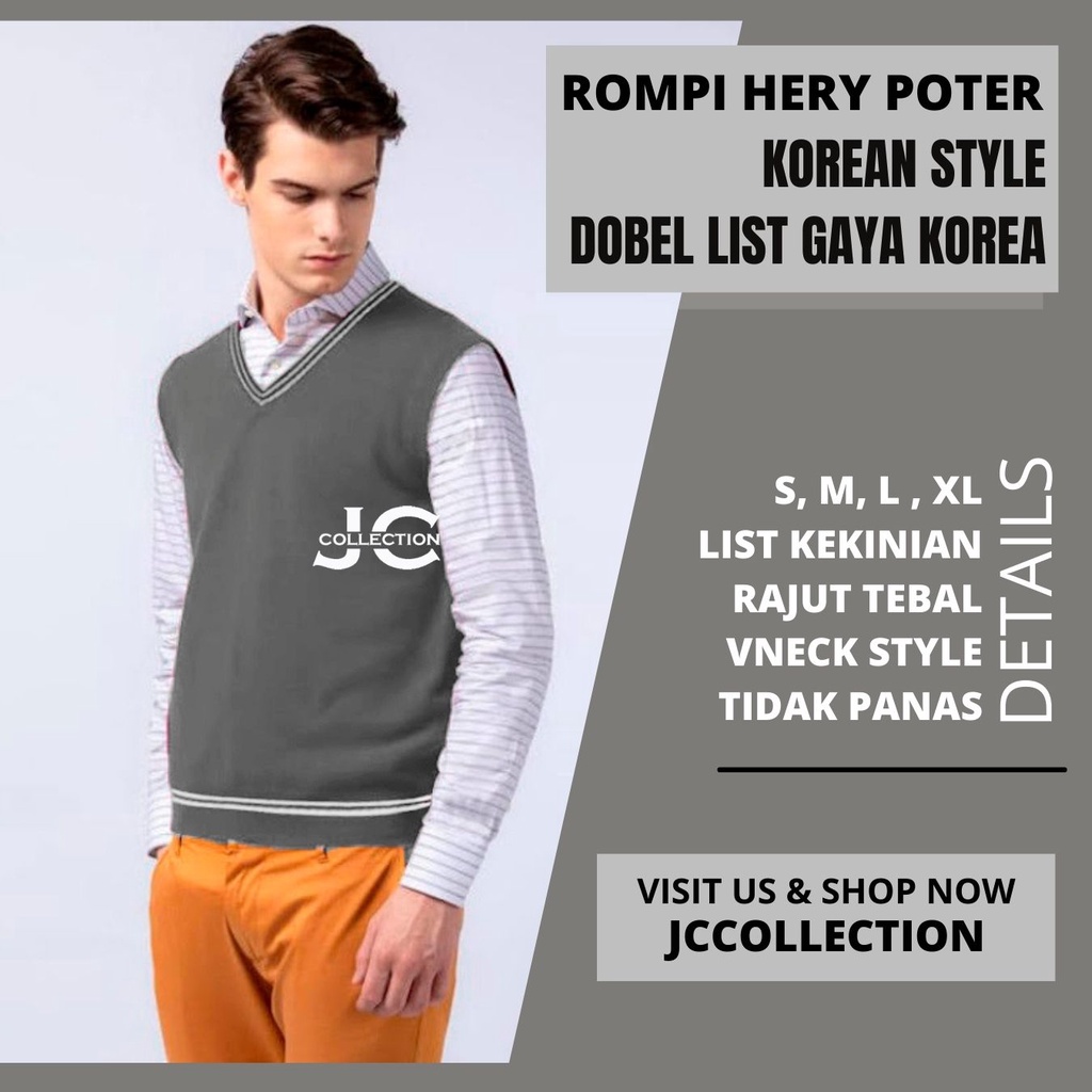 Rompi Rajut Hery Potter Pria Oversize Variasi List Herry Poter / Vest Heri Poter - JCCollections