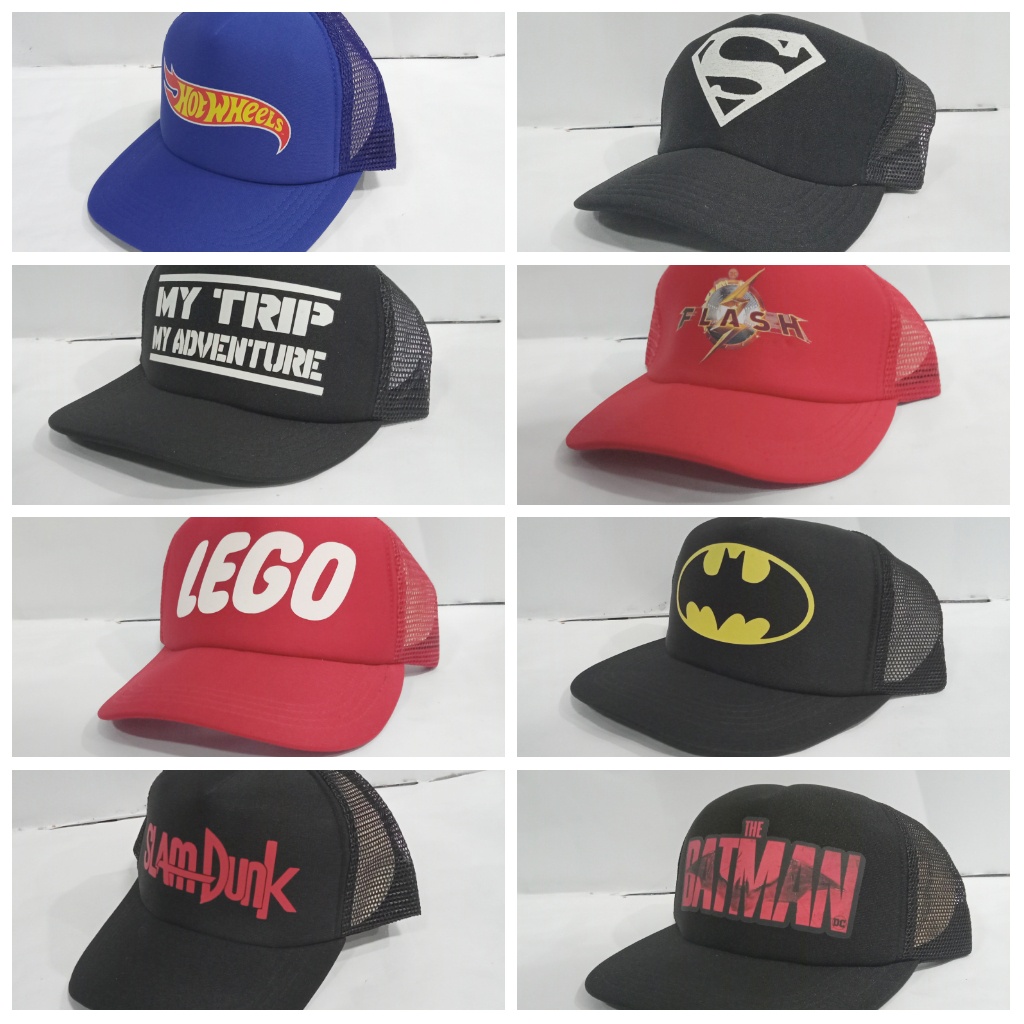 dewasa - Topi trucker baseball jaring distro murah superhero karakter Batman Superman the Flash Hot 