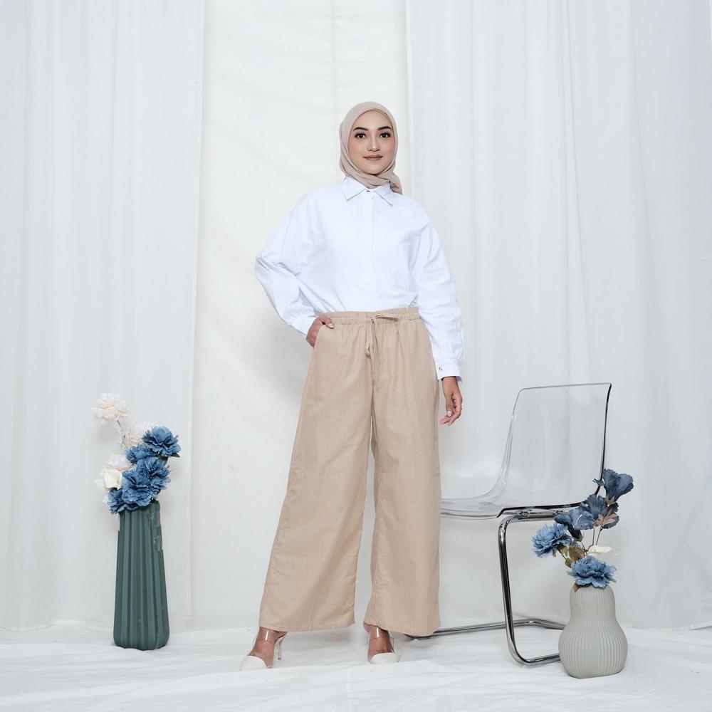 Yara Kulot Jumbo Wanita | Kulot Linen Premium Tali Karet | Celana Panjang Wanita | Kulot Panjang Pol