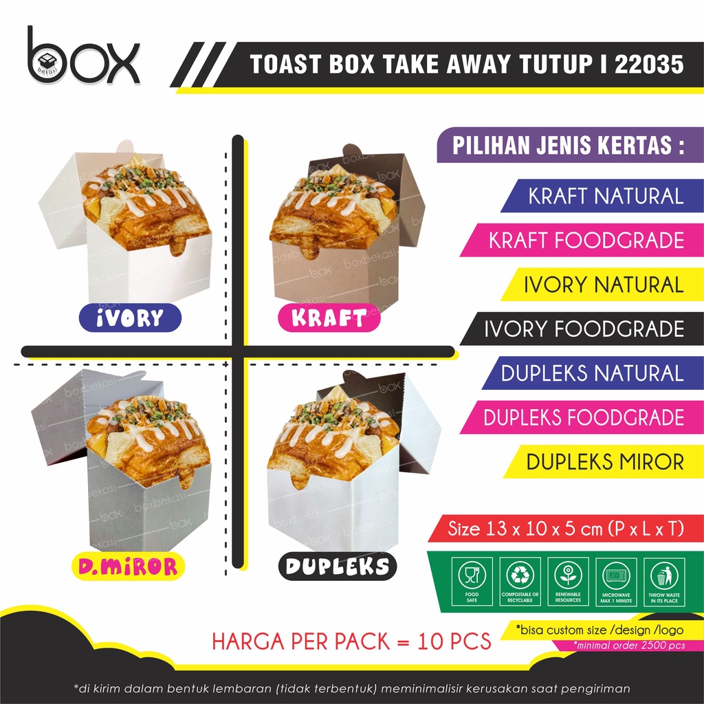 (isi 10 pcs) Toast Box Take Away Tutup I 22035