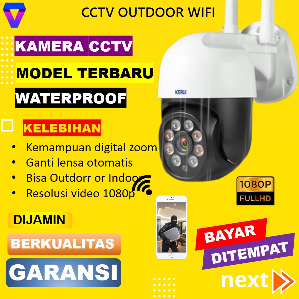 CCTV OUTDOOR WIFI WATERPROOF SAMBUNG KE HP IP CAMERA WIRELESS KAMERA PENGINTAI INDOOR JARAK JAUH JS177