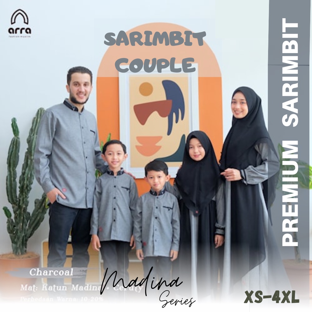 Arra Baju Couple Keluarga Lebaran 2023 Mewah Series Madina Charcoal Hitam by Arra  - Sarimbit Keluar