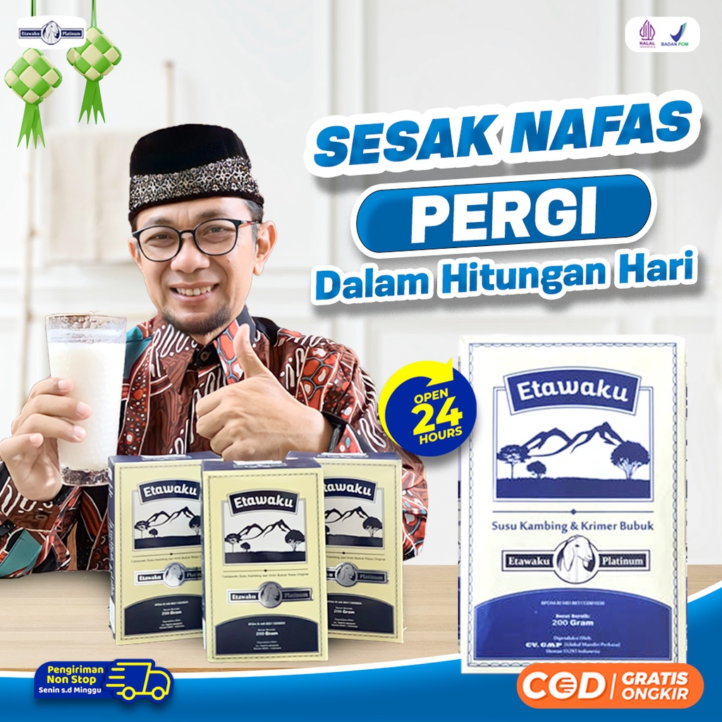 Etawaku Platinum - 3x Lebih Cepat Atasi Masalah Pernafasan Susu Kambing Etawa Kualitas Premium Non Gula Tingkatkan Daya Tahan Tubuh &amp; Imunitas 200g